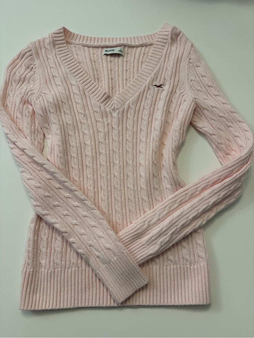 Hollister Y2K Style V-Neck Sweater - Light Salmon Pink